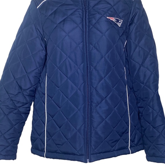 NFL Team Apparel Women’s Puffer Quilted Coat L Navy Blue Full Zip Collared - Picture 3 of 16